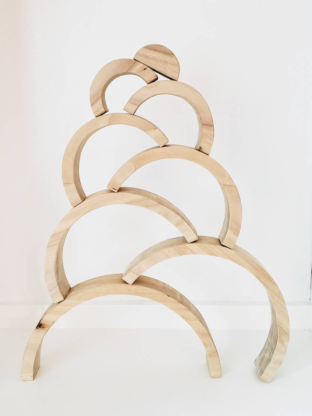 Chunky Wooden rainbow stacker -Naked Collection
