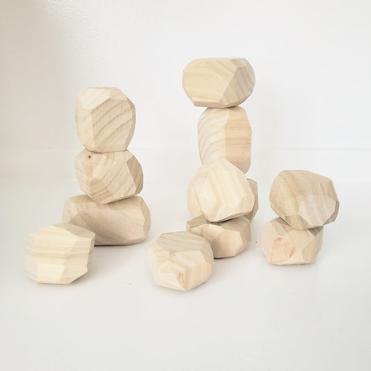Unfinished wood stacking stones set
