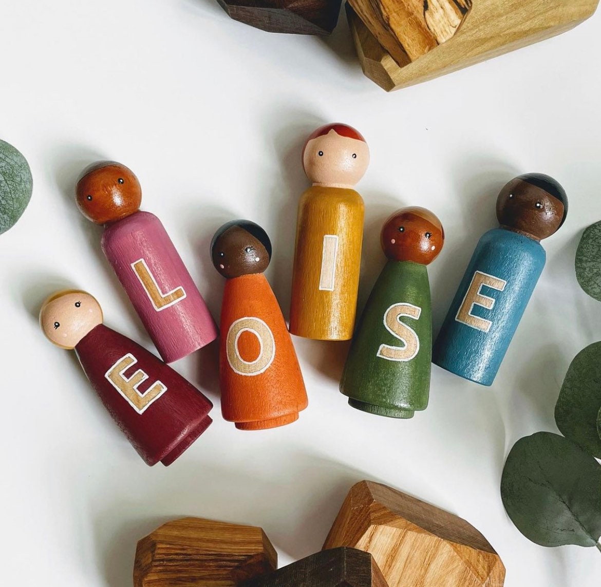 Large custom name (letter) wooden peg dolls