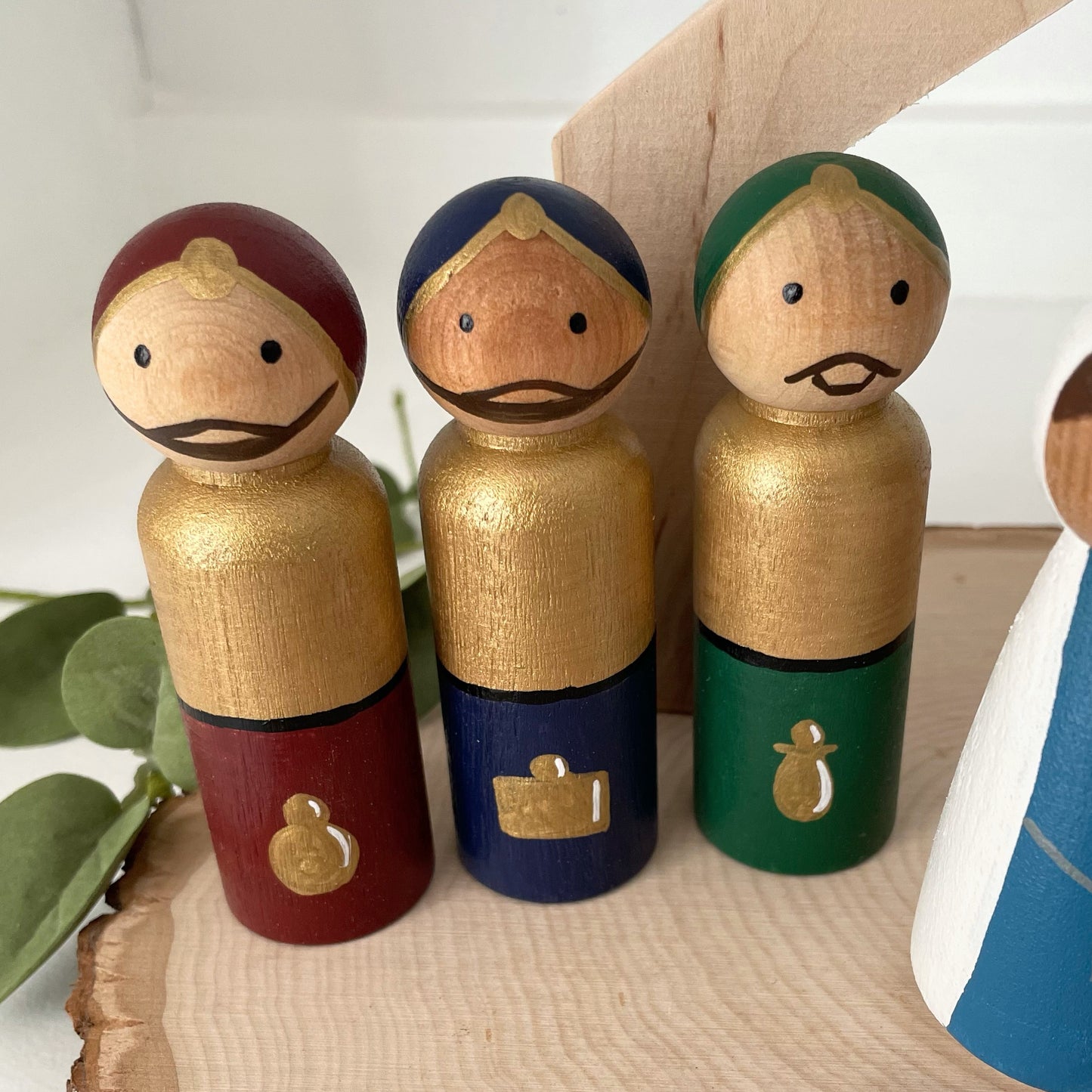Wooden peg doll Nativity Scene