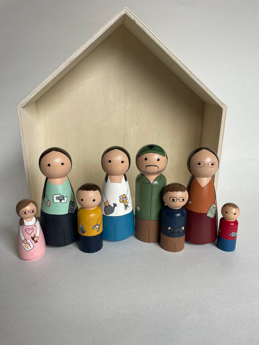Custom peg doll family set
