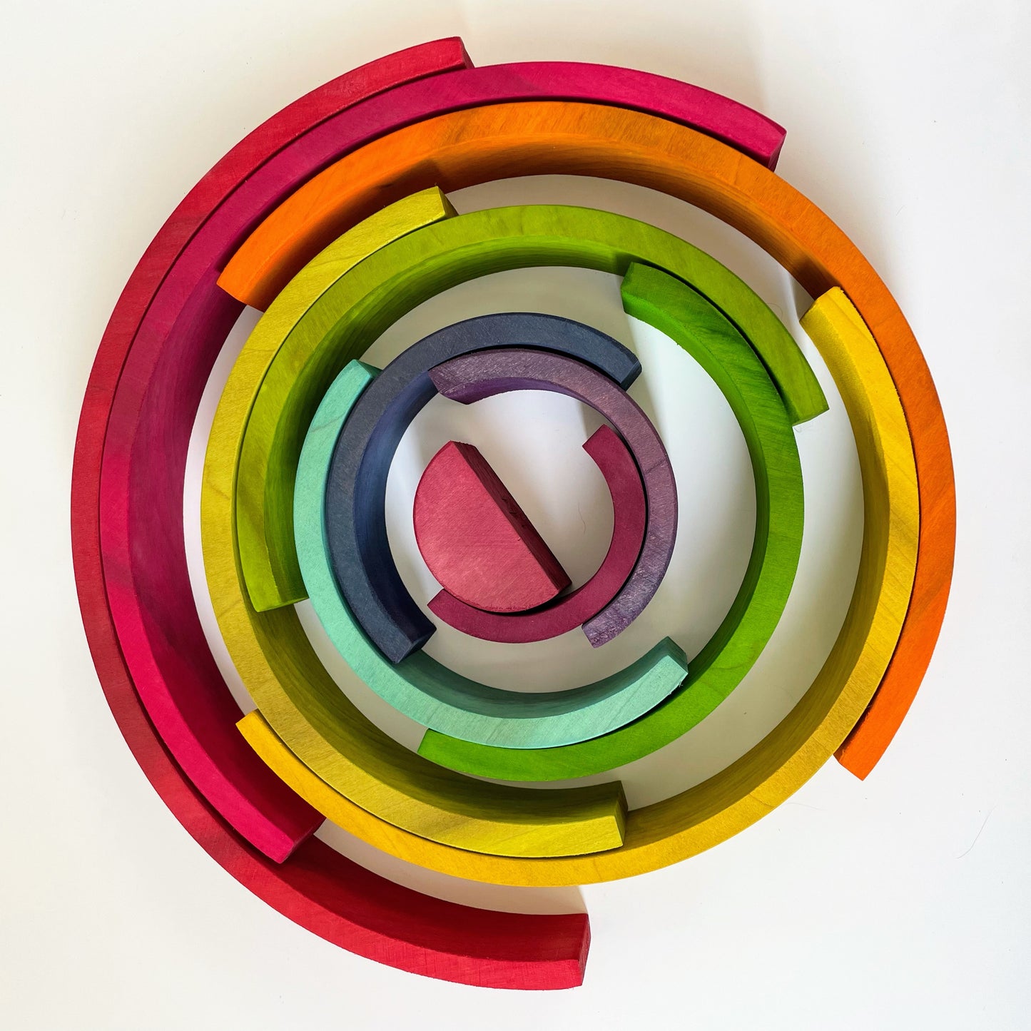 Skinny Wooden rainbow stacker - Stained